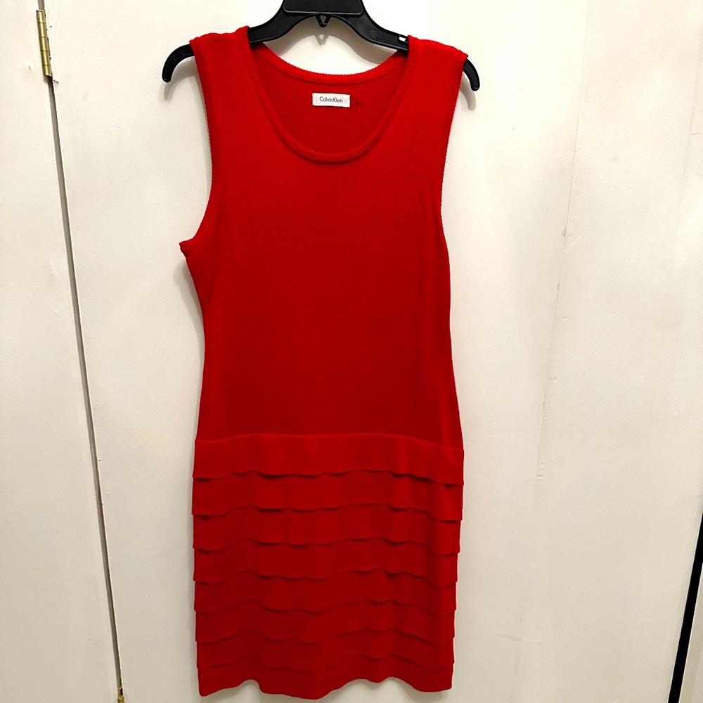 Calvin Klein red sweater dress size large
